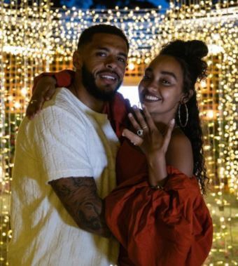 Andre Gray with his fiance Leigh-Anne Pinnock after the wedding proposal.